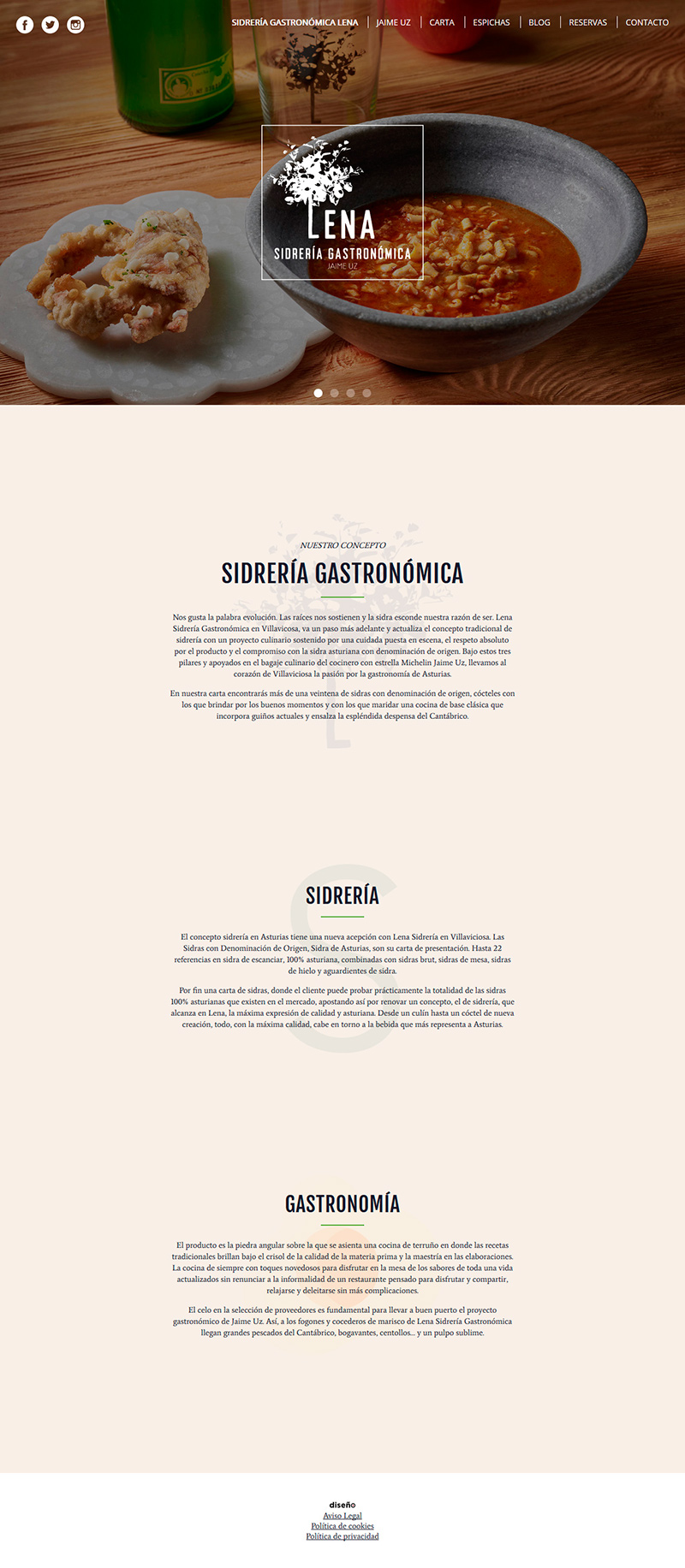 Web Sidrería Gastronómica Lena